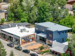 Drone photo of Mancos Common Press & Mancos Commons. Photo by Matt Oberer